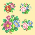 Vector illustration cross stitch flowers